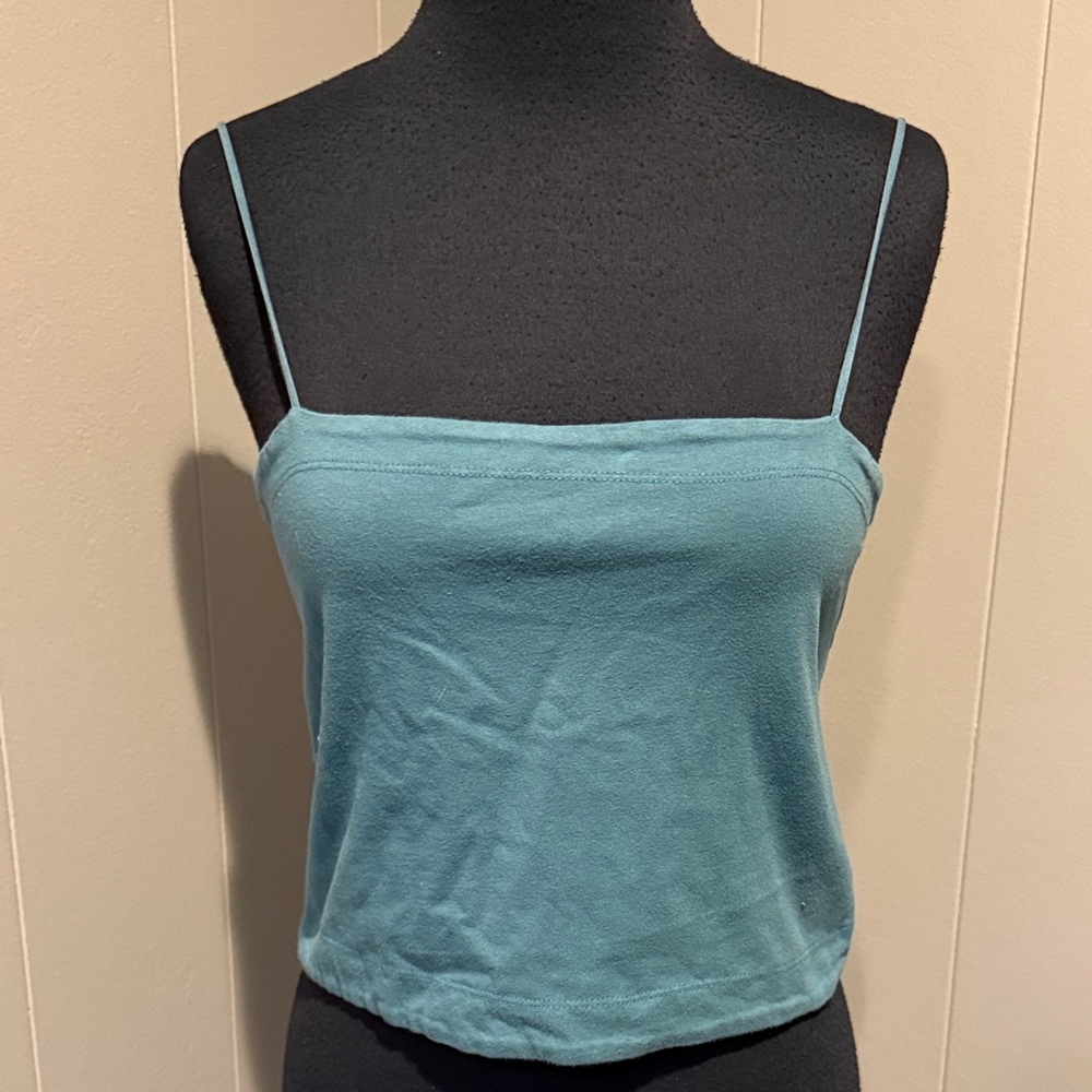 B36 American Eagle Outfitters Women’s Large Muted Teal Strap Cropped Camisole